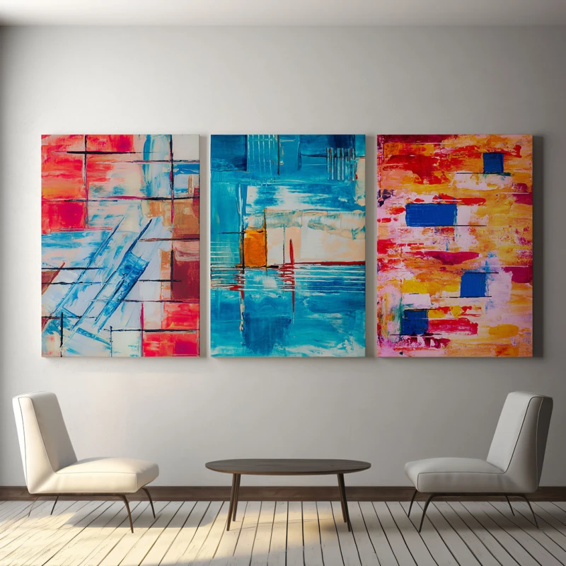 Peisaje în Geometrie Fluida - Set 3 Tablouri