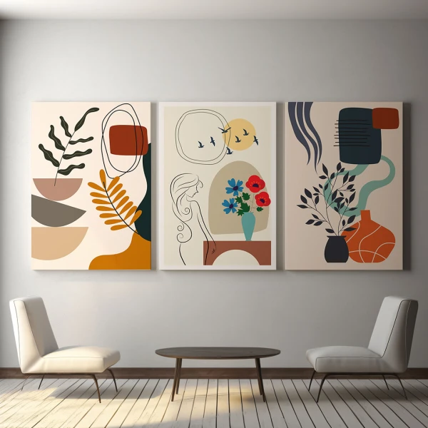 Mid Century Abstract Art - Set 3 Tablouri