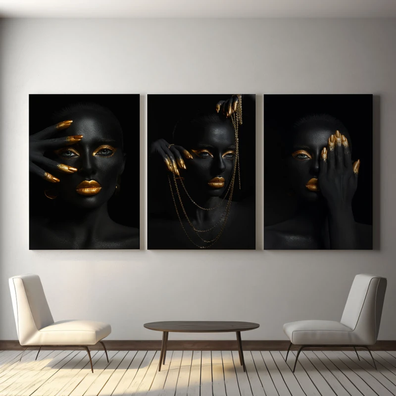 Golden Beauty - Set 3 Tablouri