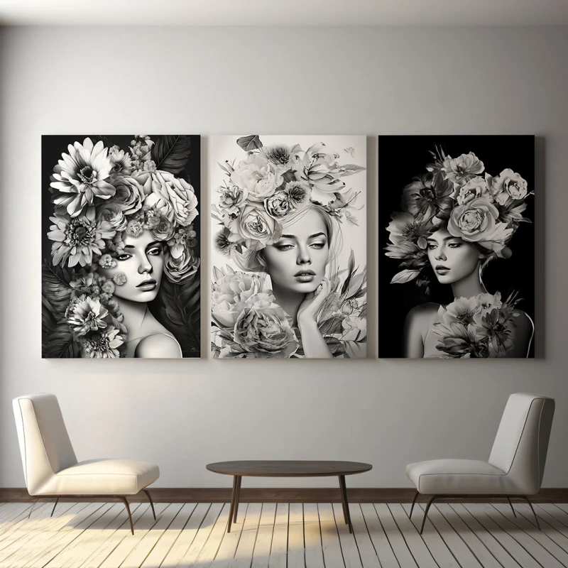 Femei si Flori - Set 3 Tablouri Femei si Flori - Set 3 Tablouri