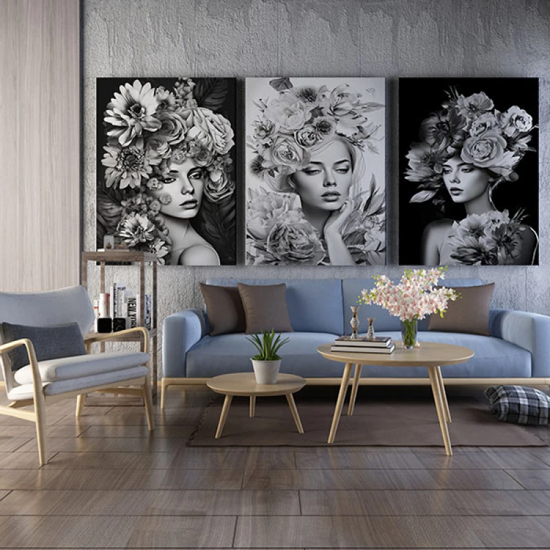 Femei si Flori - Set 3 Tablouri Femei si Flori - Set 3 Tablouri