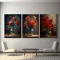 Vaze cu Flori Rosii - Set 3 Tablouri