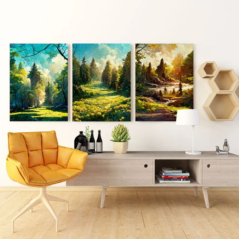 Raze Aurii in Poienile Padurii - Set 3 Tablouri