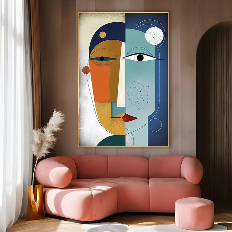 Dualitatea Cosmica a Chipului Masculin - Tablou Abstract
