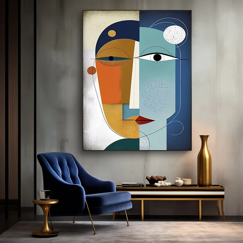 Dualitatea Cosmica a Chipului Masculin - Tablou Abstract