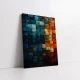 Tablou Abstract Geometric Sugestii Spațiale – Cuburi 3D în Nuanțe de Albastru și Cupru pentru Living Modern