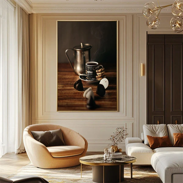 Cafea si macarons - Tablou Cafea