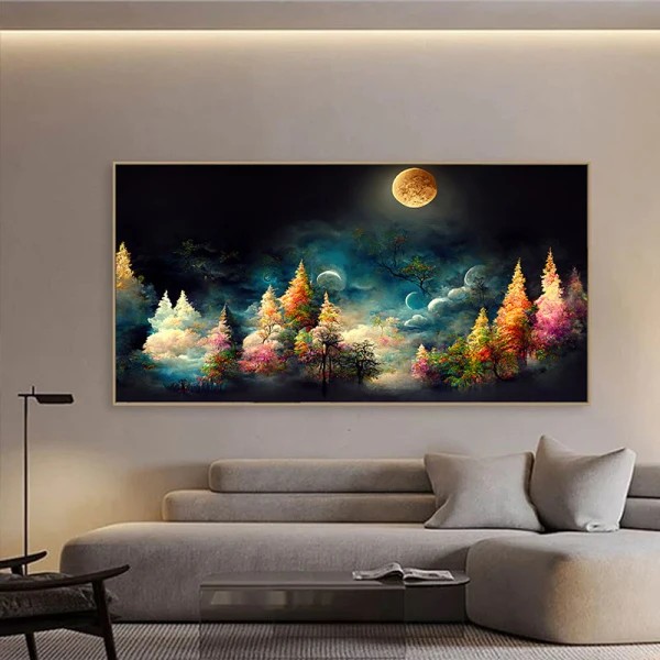 Luna Plina peste Padurea de Basm - Tablou Fantasy