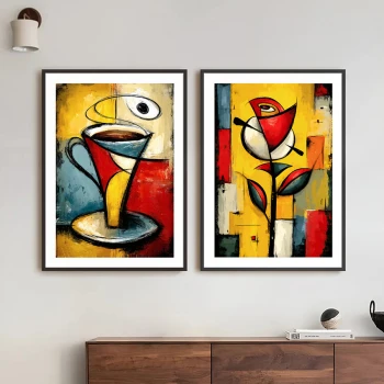 Cafea si un Trandafir - Set 2 Tablouri
