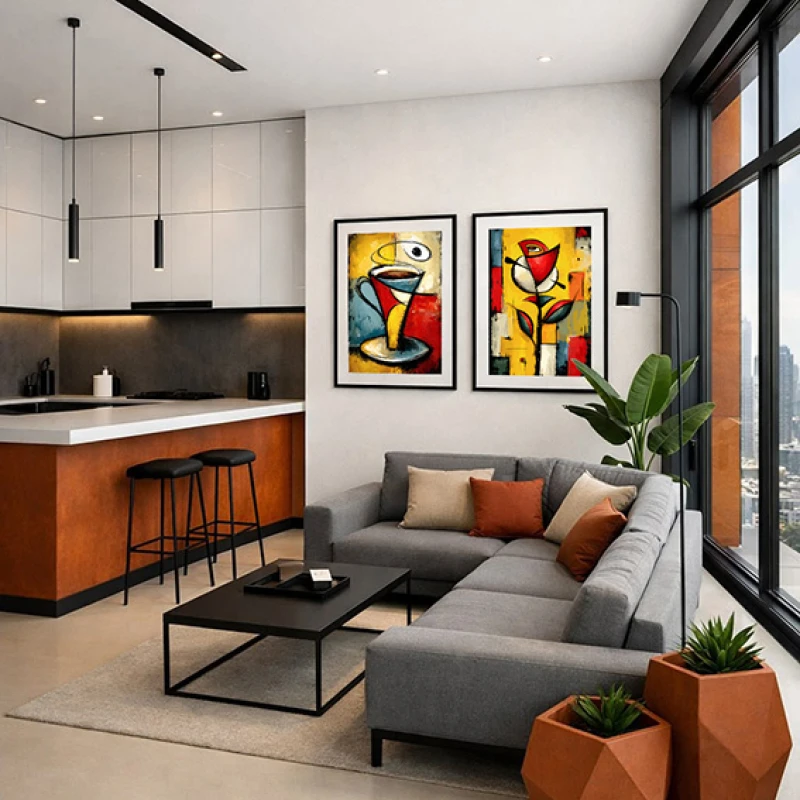 Cafea si un Trandafir - Set 2 Tablouri