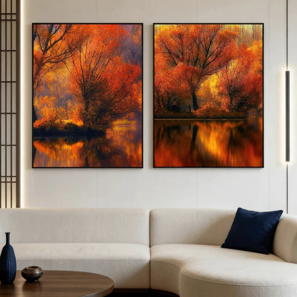 Set 2 Tablouri Înrămate - Lacul Amintirilor, tablouri peisaj perfecte în living, dormitor sau birou Set 2 Tablouri Înrămate - Lacul Amintirilor, tablouri peisaj perfecte în living, dormitor sau birou