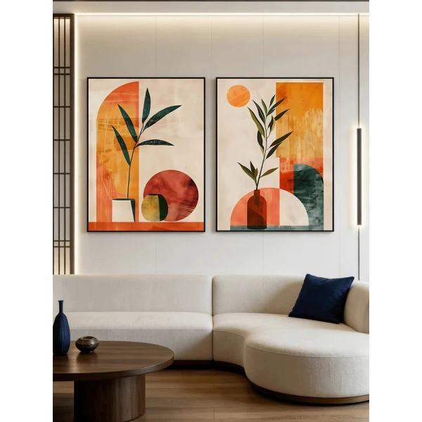 Set 2 tablouri abstracte înrămate – Perspectivele Emoției, decor modern, elegant pentru living