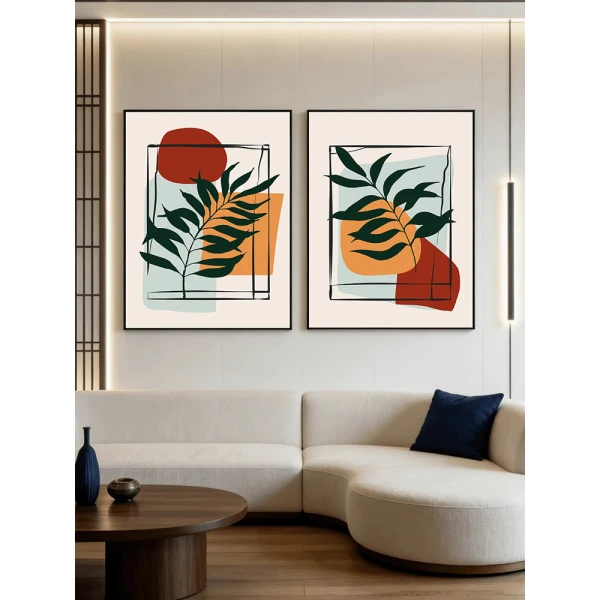 Set 2 tablouri abstracte înrămate – Perspective Esențiale, decor modern minimalist pentru casă