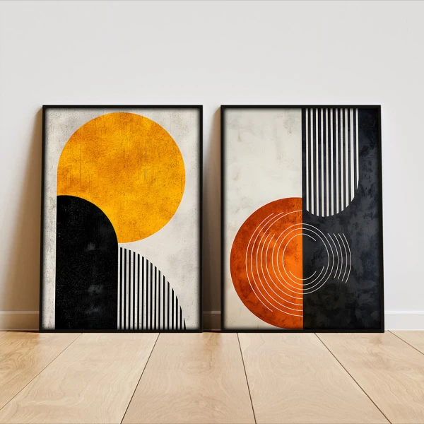 Set 2 Tablouri Înrămate - Arta Contrastului, tablouri abstracte premium, decor pentru living, dormitor sau hol