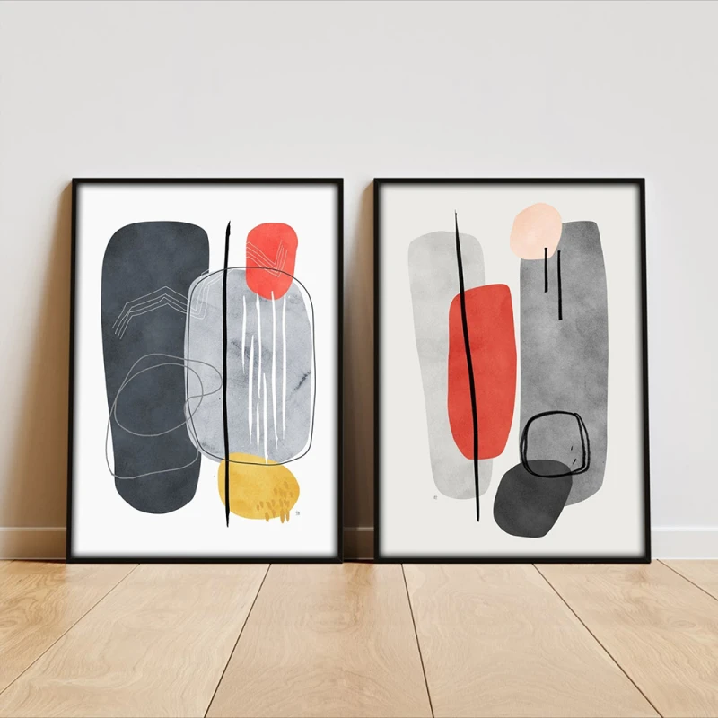 Set 2 Tablouri Înrămate - Două Senzații, tablouri abstracte premium, decor pentru living, dormitor sau hol