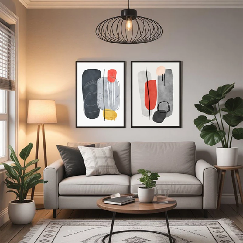 Set 2 Tablouri Înrămate - Două Senzații, tablouri abstracte premium, decor pentru living, dormitor sau hol