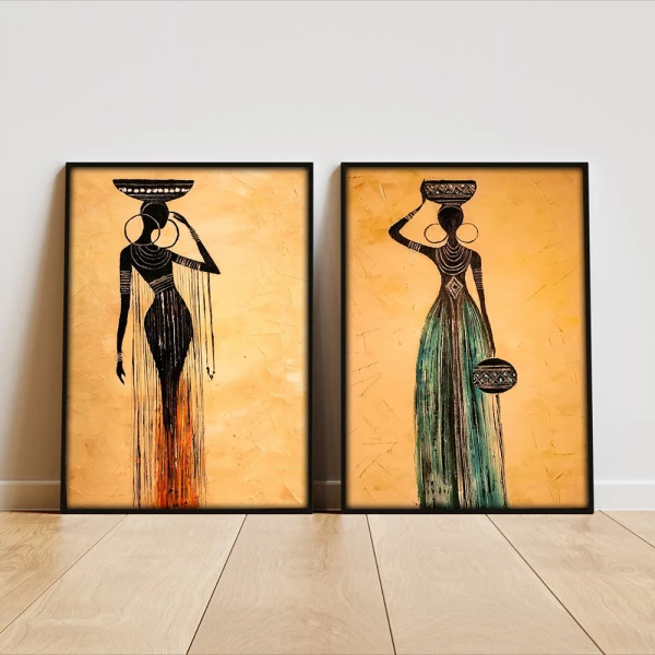 Set 2 Tablouri Înrămate - Duo Elegant, tablouri abstracte premium, decor pentru living, dormitor sau hol