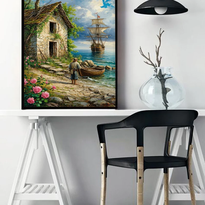 Batranul si Marea - Tablou peisaj