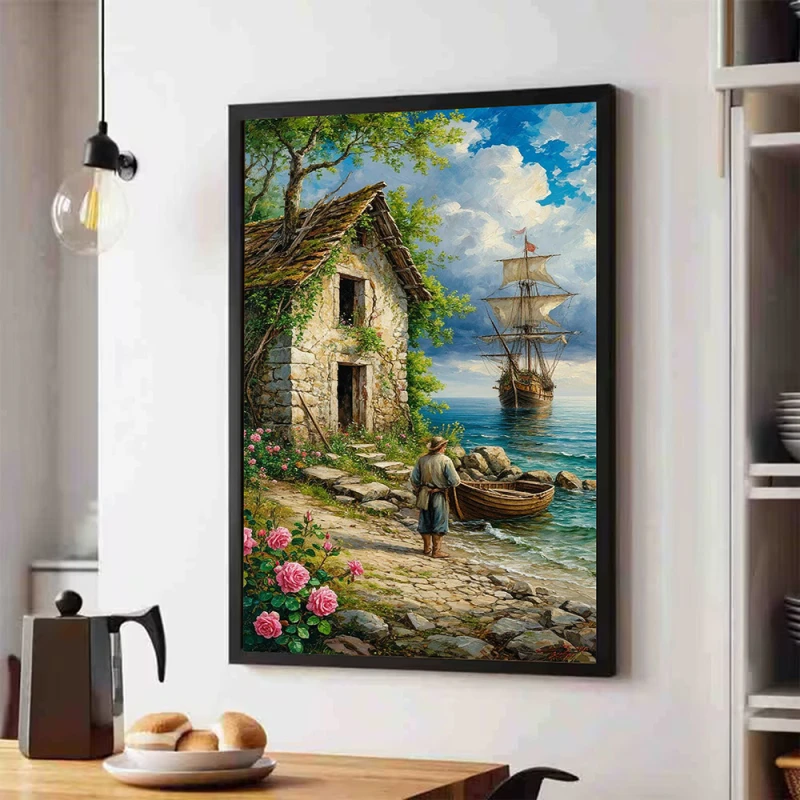 Batranul si Marea - Tablou peisaj