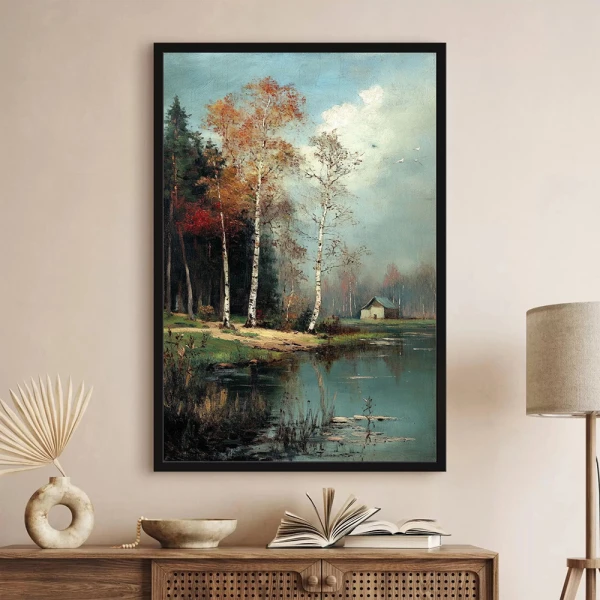Tablou peisaj înrămat - Evadare în Albastru pentru living sau dormitor modern