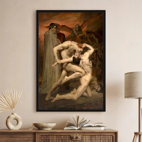 Tablou Bouguereau - Dante și Virgil, tablou reproducere inspirație romantică pentru interior premium