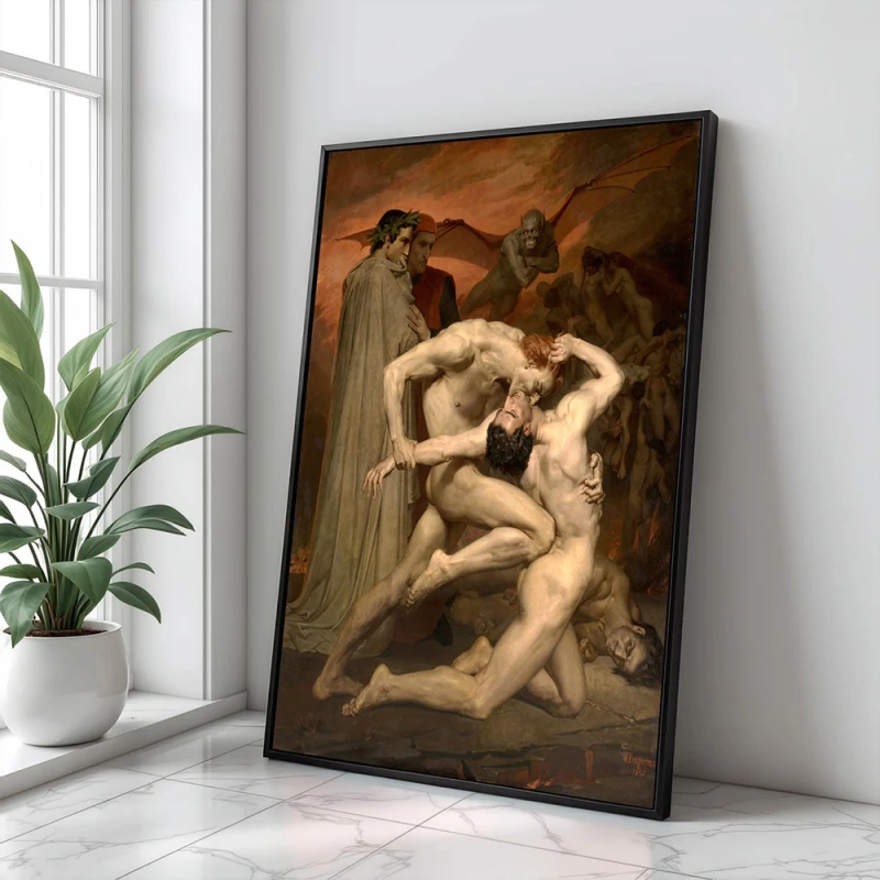 Tablou Bouguereau - Dante și Virgil, tablou reproducere inspirație romantică pentru interior premium