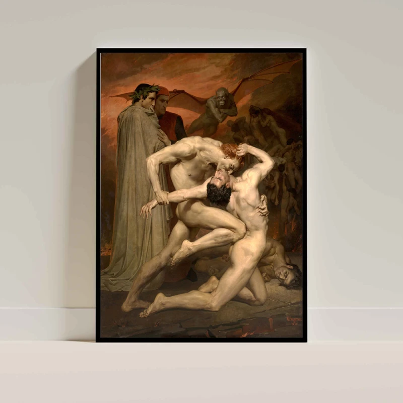 Tablou Bouguereau - Dante și Virgil, tablou reproducere inspirație romantică pentru interior premium