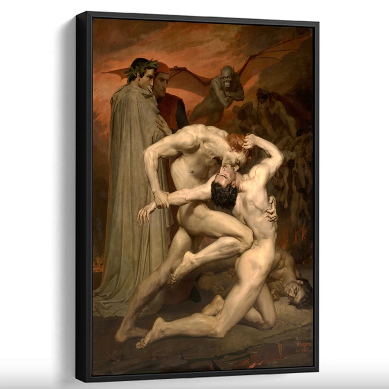 Tablou Bouguereau - Dante și Virgil, tablou reproducere inspirație romantică pentru interior premium