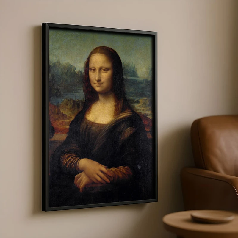 Tablou Leonardo da Vinci - Mona Lisa, tablou inramat design clasic pentru spații luminoase Tablou Leonardo da Vinci - Mona Lisa, tablou inramat design clasic pentru spații luminoase