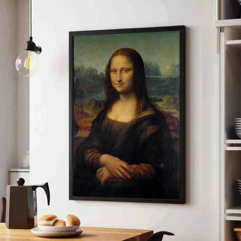Tablou Leonardo da Vinci - Mona Lisa, tablou inramat design clasic pentru spații luminoase Tablou Leonardo da Vinci - Mona Lisa, tablou inramat design clasic pentru spații luminoase