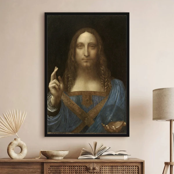 Tablou Leonardo da Vinci - Salvator Mundi, tablou inramat premium inspirat din mari pictori clasici