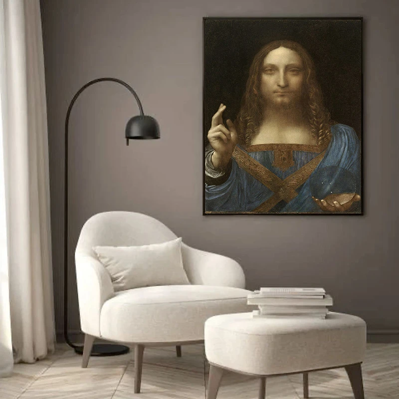 Tablou Leonardo da Vinci - Salvator Mundi, tablou inramat premium inspirat din mari pictori clasici Tablou Leonardo da Vinci - Salvator Mundi, tablou inramat premium inspirat din mari pictori clasici