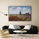 Tablou Monet - Câmpuri de lalele la moara de vânt din Rijnsburg, tablou inramat fine art decor Tablou Monet - Câmpuri de lalele la moara de vânt din Rijnsburg, tablou inramat fine art decor