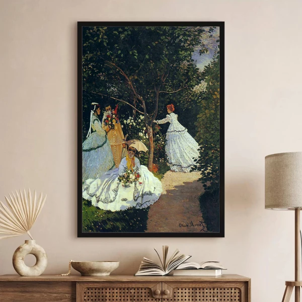 Tablou Monet - Femei în grădină, tablou înrămat decor pentru casă clasică