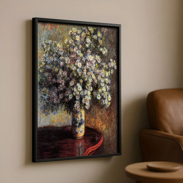 Tablou Monet - Asteri, tablou cu flori înrămat pentru spații contemporane sofisticate Tablou Monet - Asteri, tablou cu flori înrămat pentru spații contemporane sofisticate