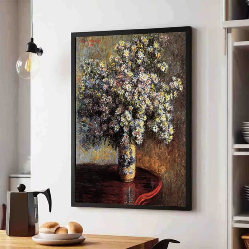 Tablou Monet - Asteri, tablou cu flori înrămat pentru spații contemporane sofisticate Tablou Monet - Asteri, tablou cu flori înrămat pentru spații contemporane sofisticate
