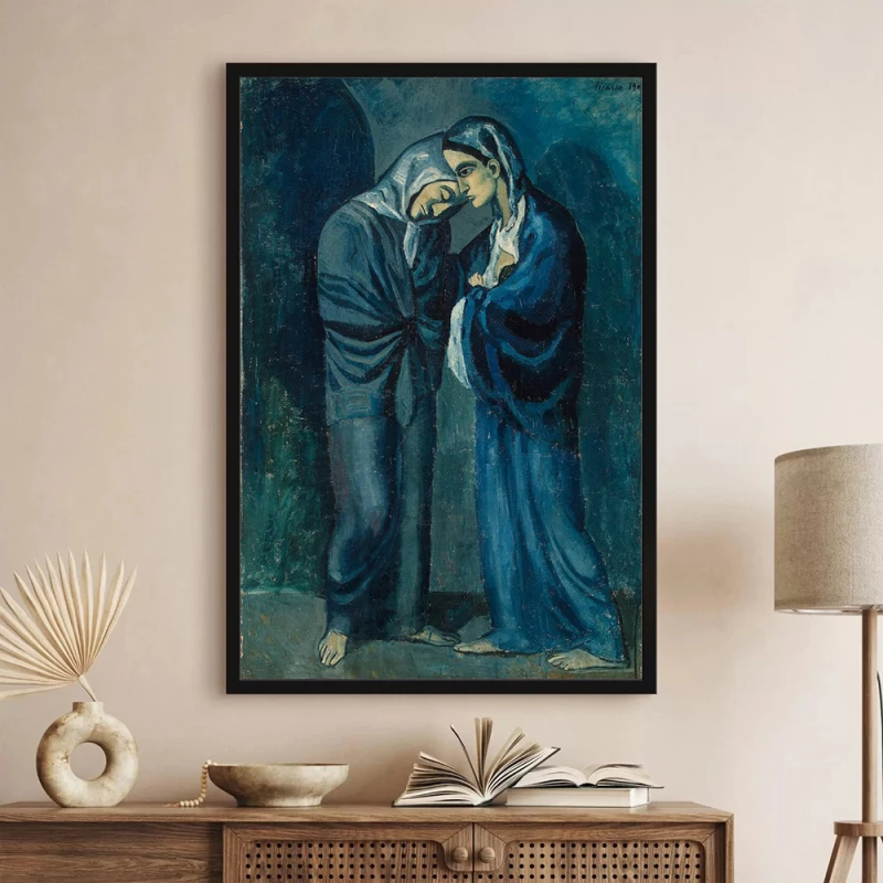 Tablou Pablo Picasso - Cele două surori, tablou reproducere de înaltă calitate, rama neagra Tablou Pablo Picasso - Cele două surori, tablou reproducere de înaltă calitate, rama neagra