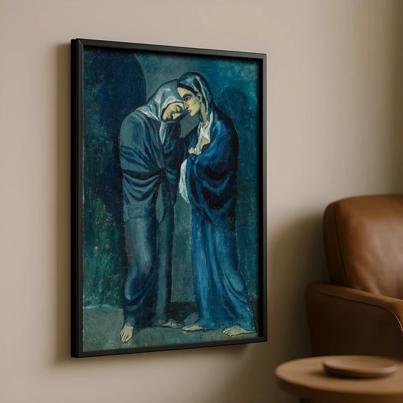 Tablou Pablo Picasso - Cele două surori, tablou reproducere de înaltă calitate, rama neagra Tablou Pablo Picasso - Cele două surori, tablou reproducere de înaltă calitate, rama neagra