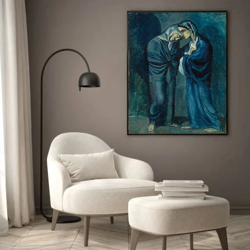 Tablou Pablo Picasso - Cele două surori, tablou reproducere de înaltă calitate, rama neagra Tablou Pablo Picasso - Cele două surori, tablou reproducere de înaltă calitate, rama neagra