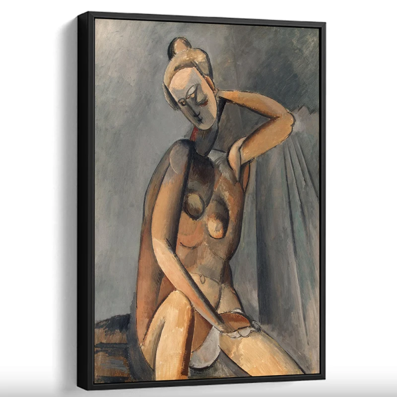 Tablou Pablo Picasso - Nud, tablou reproducere de înaltă calitate, exemplu notabil al stilului cubist, rama neagră