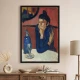 Tablou Pablo Picasso - Băutorul de Absint, tablou reproducere de înaltă calitate, operă emblematică al stilului cubist, rama neagră Tablou Pablo Picasso - Băutorul de Absint, tablou reproducere de înaltă calitate, operă emblematică al stilului cubist, rama neagră