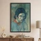 Tablou Pablo Picasso - Cap de femeie, tablou reproducere din celebra Perioadă Albastră a artistului, rama neagră