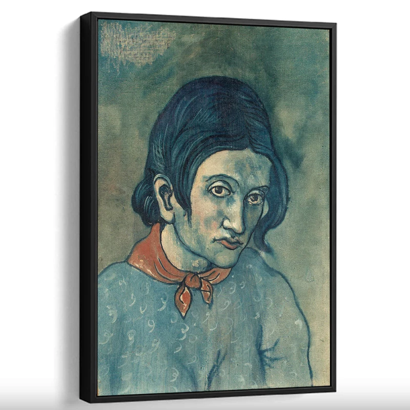 Tablou Pablo Picasso - Cap de femeie, tablou reproducere din celebra Perioadă Albastră a artistului, rama neagră Tablou Pablo Picasso - Cap de femeie, tablou reproducere din celebra Perioadă Albastră a artistului, rama neagră