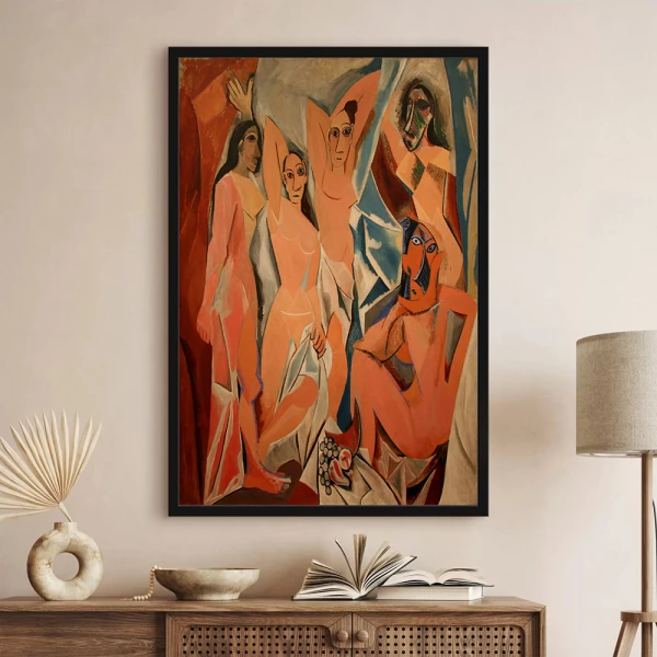 Tablou Pablo Picasso - Domnișoarele din Avignon, tablou reproducere dupa piatra de temelie a cubismului avantgardist