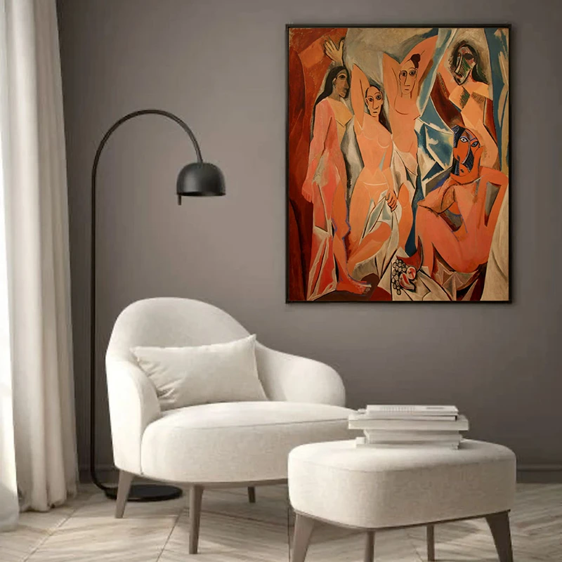 Tablou Pablo Picasso - Domnișoarele din Avignon, tablou reproducere dupa piatra de temelie a cubismului avantgardist Tablou Pablo Picasso - Domnișoarele din Avignon, tablou reproducere dupa piatra de temelie a cubismului avantgardist