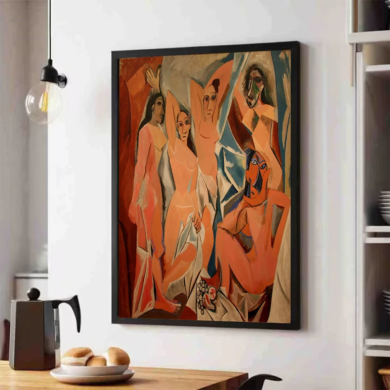 Tablou Pablo Picasso - Domnișoarele din Avignon, tablou reproducere dupa piatra de temelie a cubismului avantgardist Tablou Pablo Picasso - Domnișoarele din Avignon, tablou reproducere dupa piatra de temelie a cubismului avantgardist