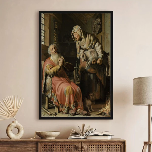 Tablou Rembrandt - Tobit și Ana cu iedul, tablou reproducere, notă de rafinament clasic