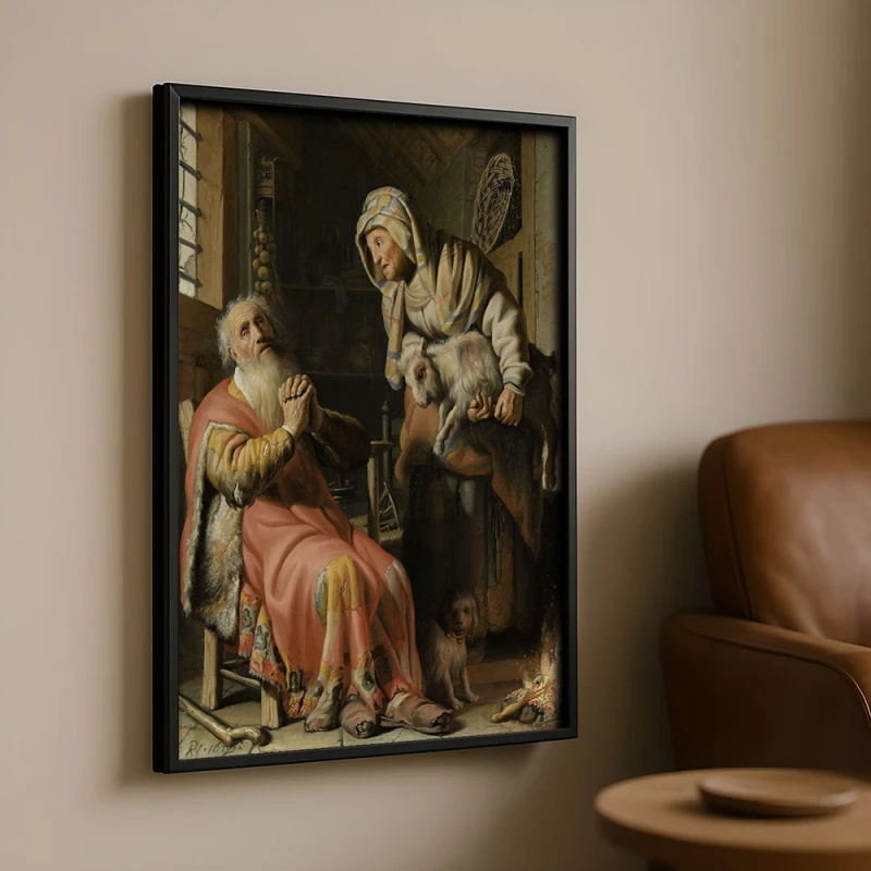 Tablou Rembrandt - Tobit și Ana cu iedul, tablou reproducere, notă de rafinament clasic Tablou Rembrandt - Tobit și Ana cu iedul, tablou reproducere, notă de rafinament clasic