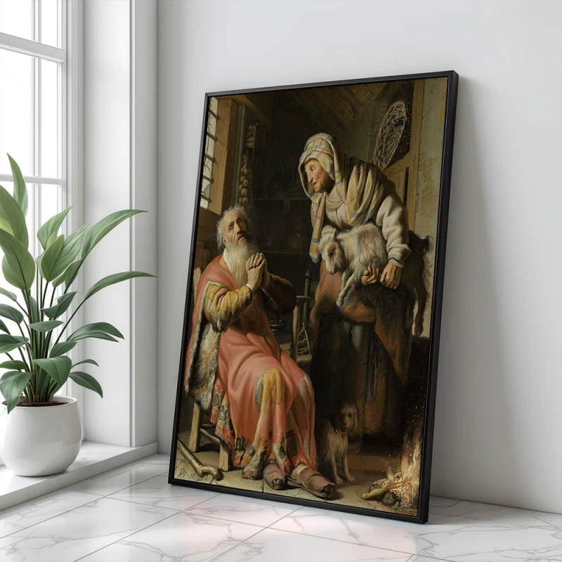 Tablou Rembrandt - Tobit și Ana cu iedul, tablou reproducere, notă de rafinament clasic Tablou Rembrandt - Tobit și Ana cu iedul, tablou reproducere, notă de rafinament clasic