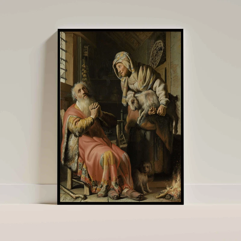 Tablou Rembrandt - Tobit și Ana cu iedul, tablou reproducere, notă de rafinament clasic Tablou Rembrandt - Tobit și Ana cu iedul, tablou reproducere, notă de rafinament clasic